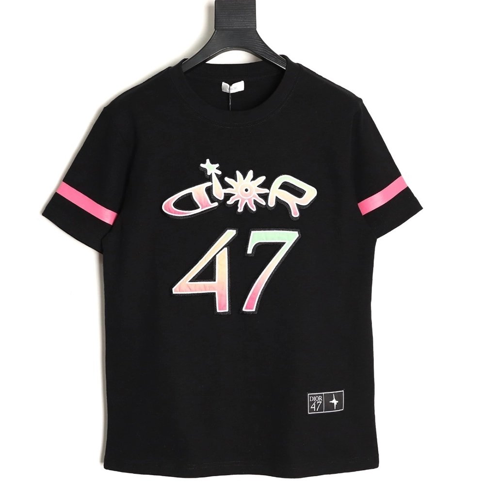 Dior 47 gradient lettering appliqu¨¦ short sleeves TSK1,Dior