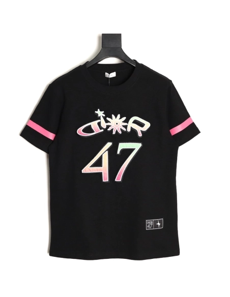 Dior 47 gradient lettering appliqu¨¦ short sleeves TSK1,Dior