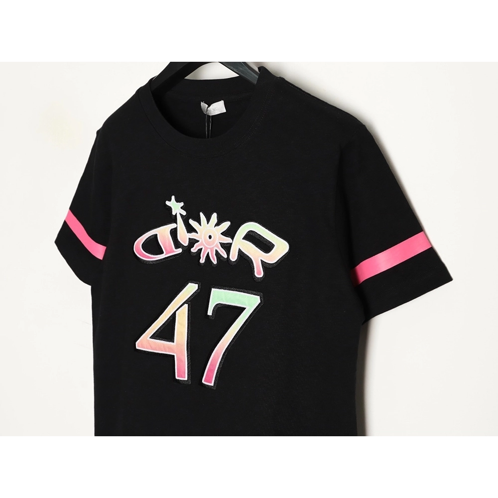 Dior 47 gradient lettering appliqu¨¦ short sleeves TSK1,Dior
