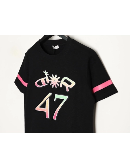 Dior 47 gradient lettering appliqu¨¦ short sleeves TSK1,Dior
