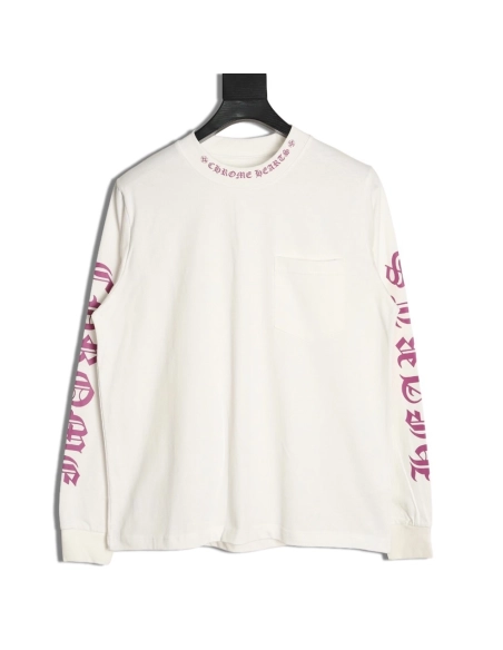 Chrome hearts neckline colorful Sanskrit round neck long sleeves,Chrome Hearts