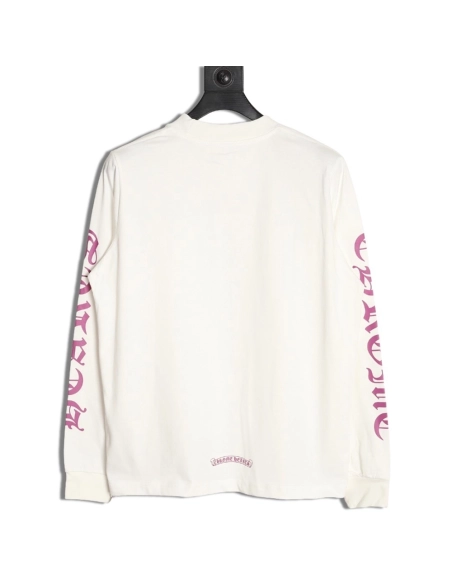 Chrome hearts neckline colorful Sanskrit round neck long sleeves,Chrome Hearts