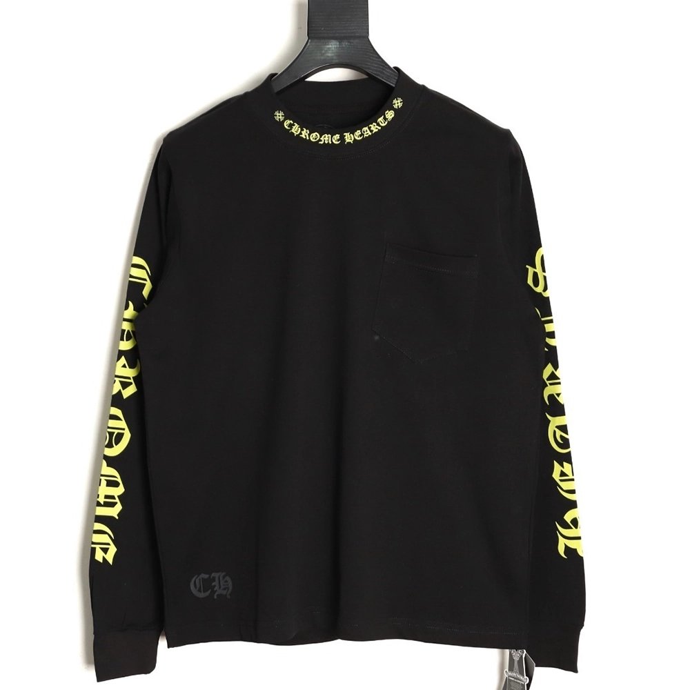 Chrome hearts neckline colorful Sanskrit round neck long sleeves TSK1,Chrome Hearts