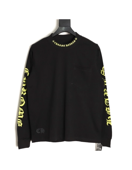 Chrome hearts neckline colorful Sanskrit round neck long sleeves TSK1,Chrome Hearts