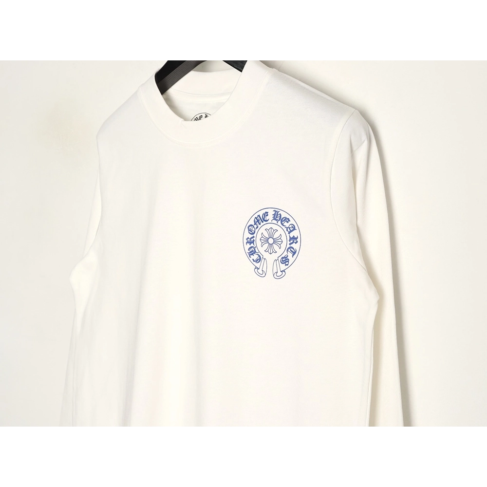 Chrome hearts blue horseshoe cross round neck long sleeves,Chrome Hearts