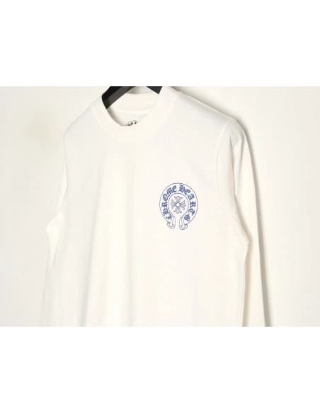 Chrome hearts blue horseshoe cross round neck long sleeves,Chrome Hearts