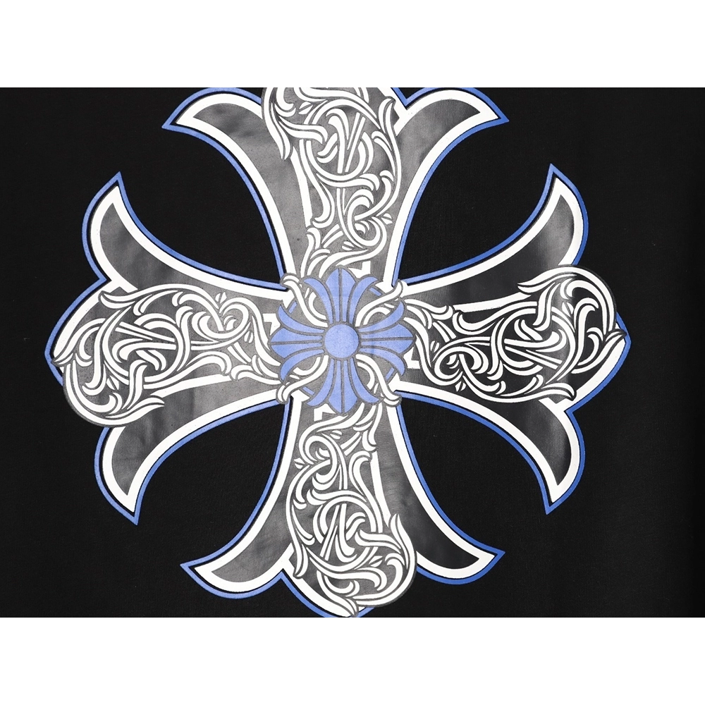 Chrome hearts blue horseshoe cross round neck long sleeves TSK1,Chrome Hearts