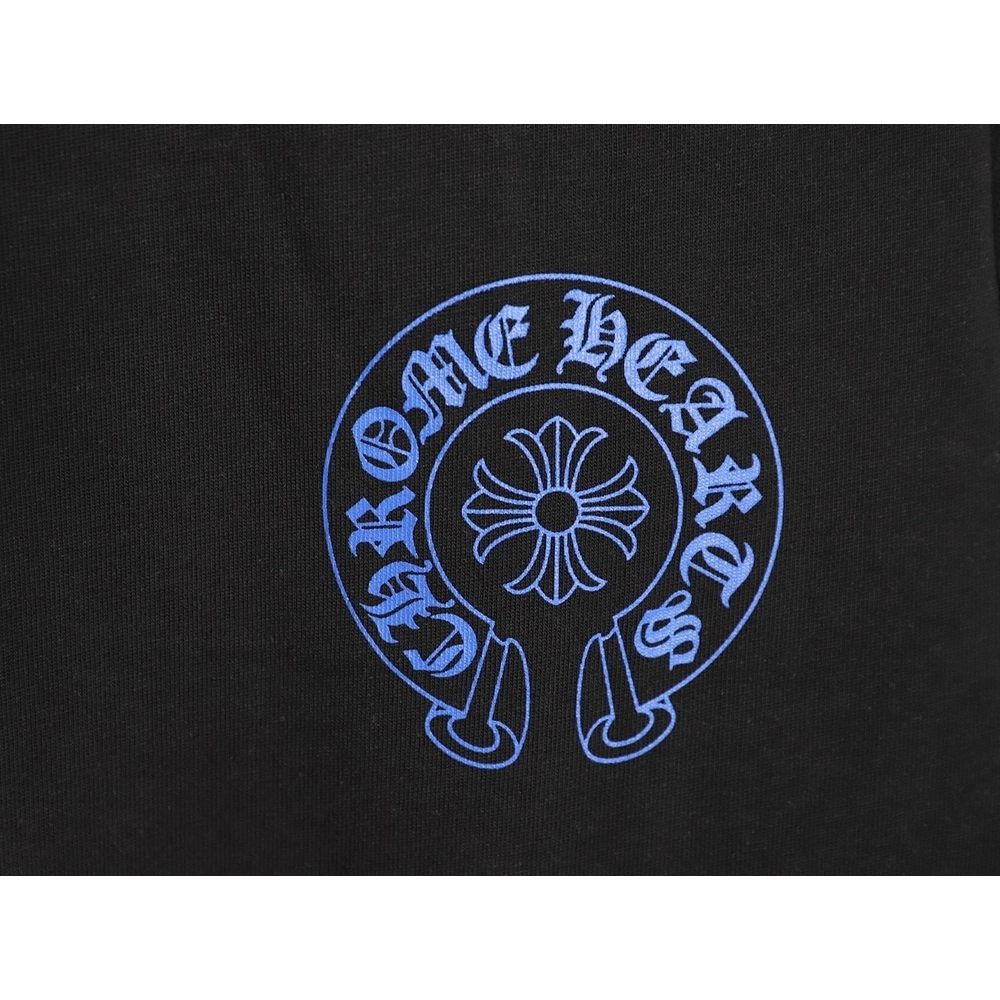 Chrome hearts blue horseshoe cross round neck long sleeves TSK1,Chrome Hearts