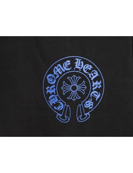 Chrome hearts blue horseshoe cross round neck long sleeves TSK1,Chrome Hearts