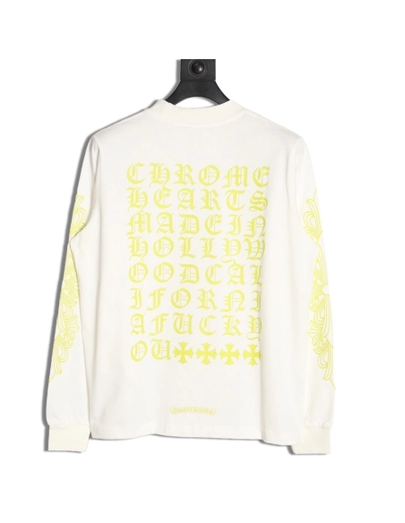 Chrome hearts Sanskrit lemon green round neck long sleeves,Chrome Hearts