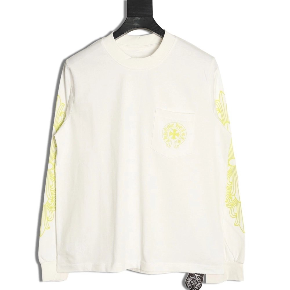 Chrome hearts Sanskrit lemon green round neck long sleeves,Chrome Hearts
