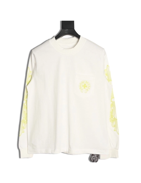 Chrome hearts Sanskrit lemon green round neck long sleeves,Chrome Hearts