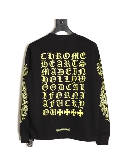 Chrome hearts Sanskrit lemon green round neck long sleeves TSK1,Chrome Hearts
