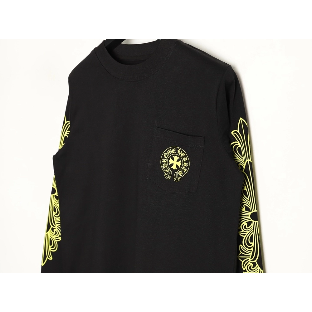 Chrome hearts Sanskrit lemon green round neck long sleeves TSK1,Chrome Hearts