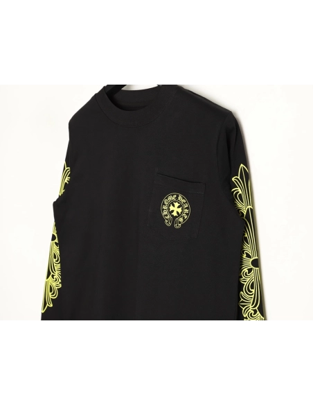 Chrome hearts Sanskrit lemon green round neck long sleeves TSK1,Chrome Hearts