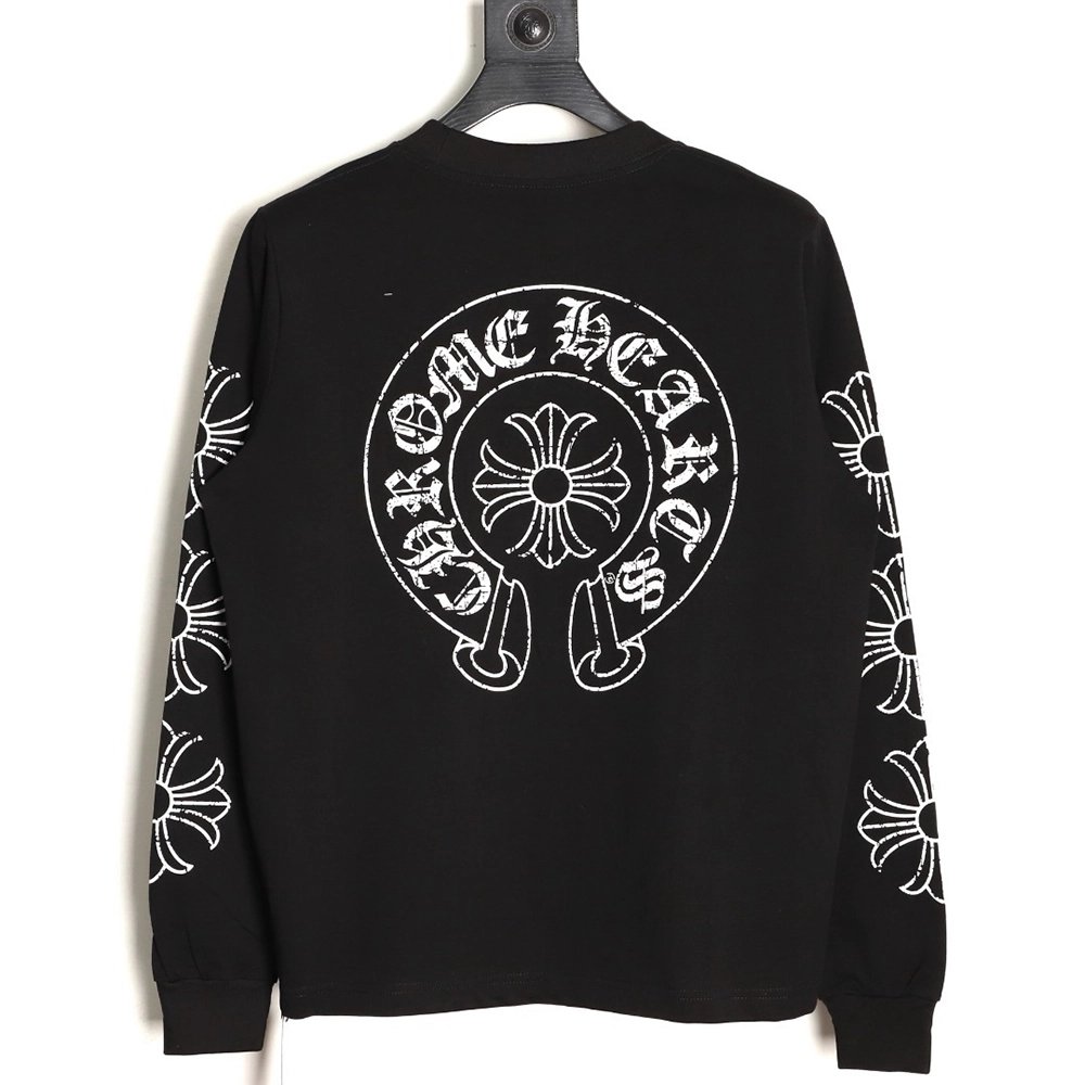 Chrome hearts damaged horseshoe round neck long sleeves TSK1,Chrome Hearts