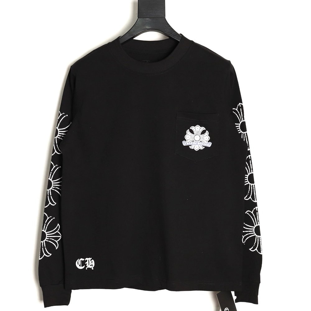 Chrome hearts damaged horseshoe round neck long sleeves TSK1,Chrome Hearts