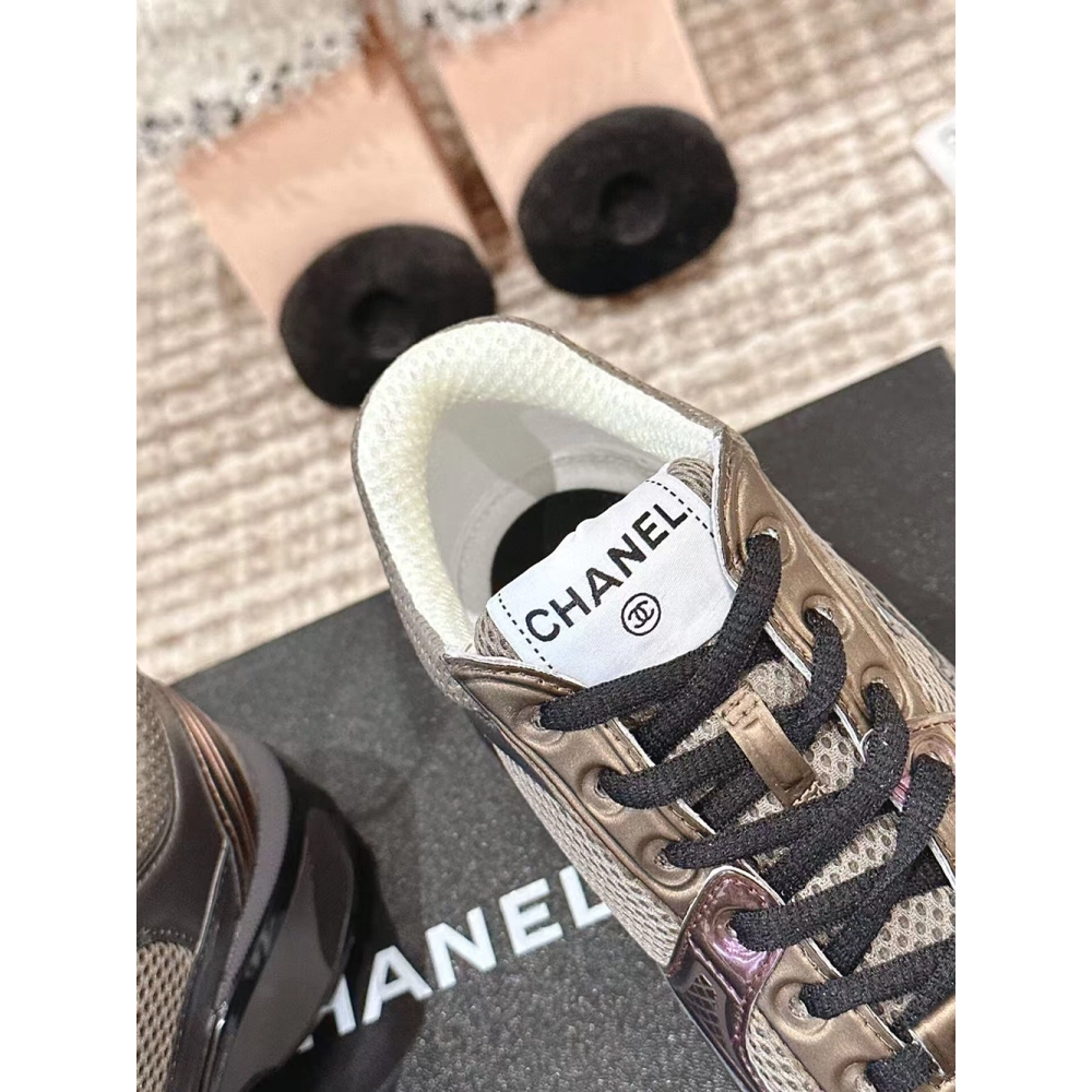 Chanel Sneaker Khaki Silver Dark Purple,CHANEL SNEAKERS