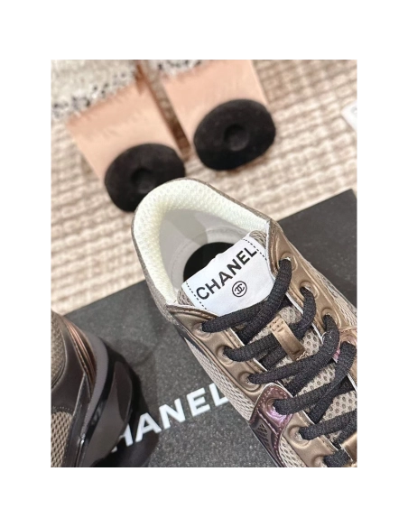 Chanel Sneaker Khaki Silver Dark Purple,CHANEL SNEAKERS