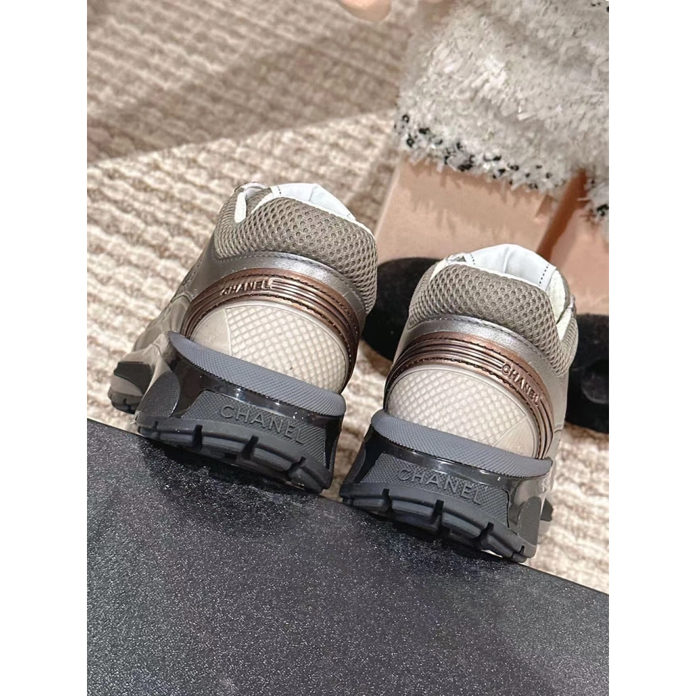 Chanel Sneaker Khaki Silver Dark Purple,CHANEL SNEAKERS