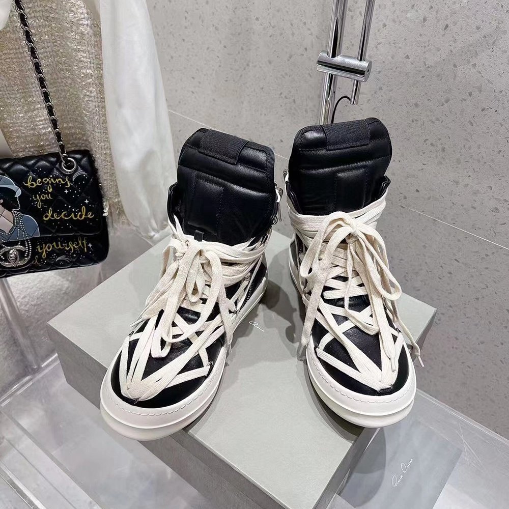 Rick Owens Geobasket Black Chalk White,RICK OWENS