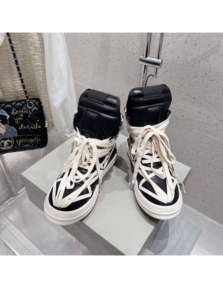 Rick Owens Geobasket Black Chalk White,RICK OWENS