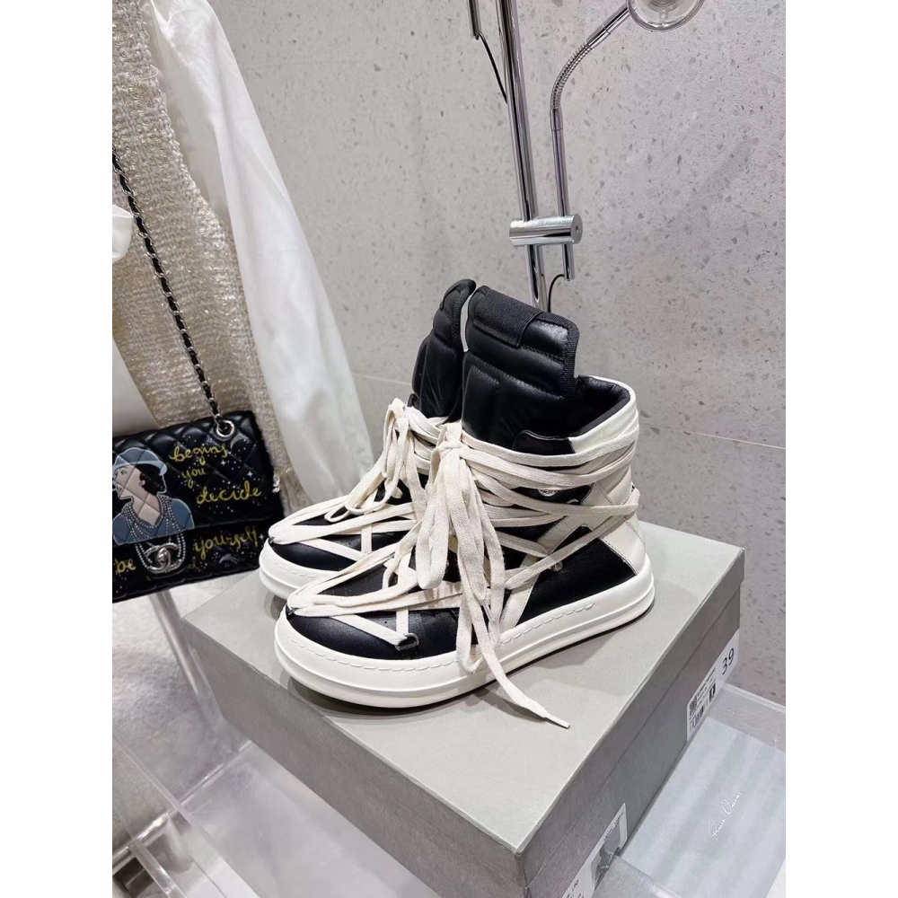 Rick Owens Geobasket Black Chalk White,RICK OWENS