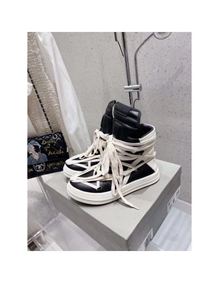 Rick Owens Geobasket Black Chalk White,RICK OWENS