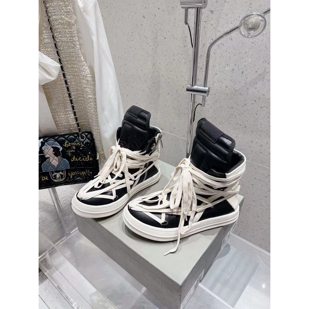 Rick Owens Geobasket Black Chalk White,RICK OWENS