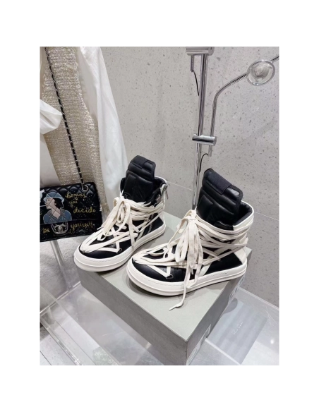 Rick Owens Geobasket Black Chalk White,RICK OWENS