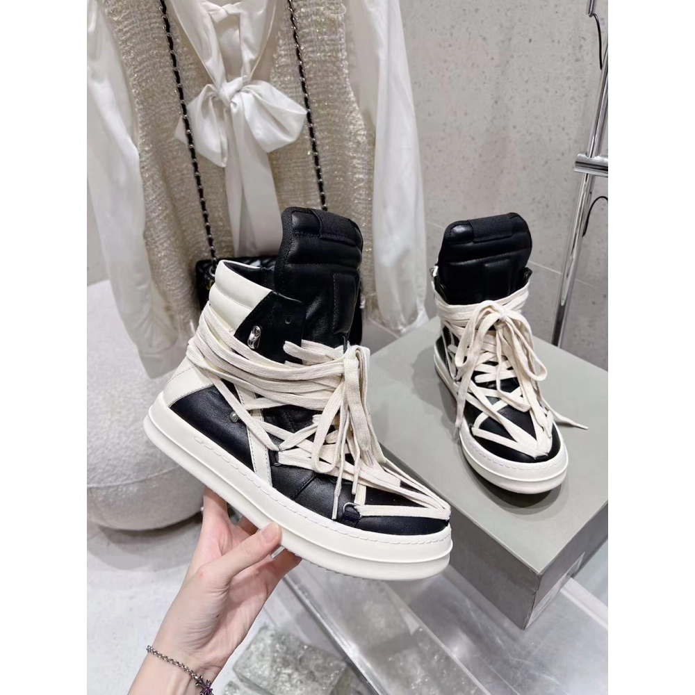 Rick Owens Geobasket Black Chalk White,RICK OWENS