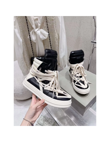 Rick Owens Geobasket Black Chalk White,RICK OWENS