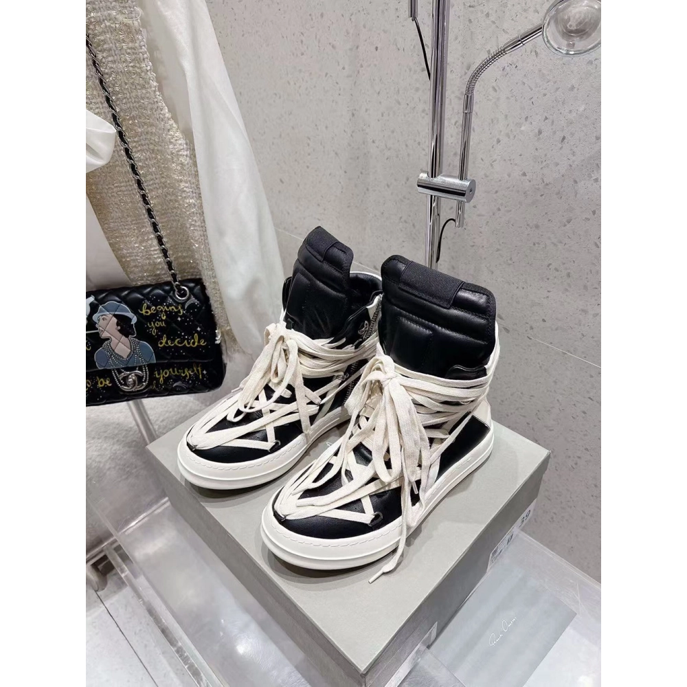 Rick Owens Geobasket Black Chalk White,RICK OWENS
