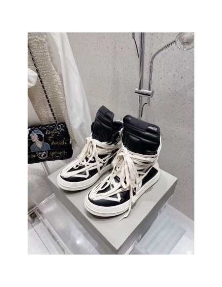 Rick Owens Geobasket Black Chalk White,RICK OWENS