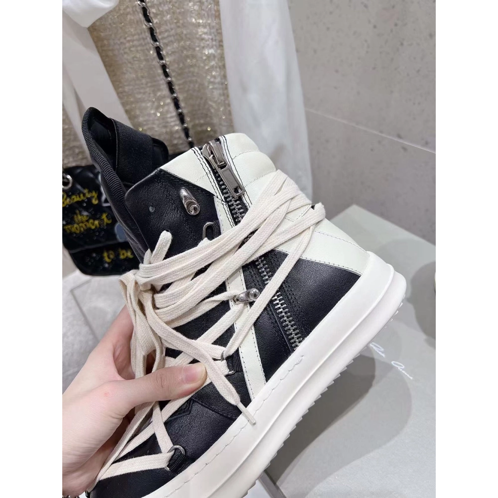 Rick Owens Geobasket Black Chalk White,RICK OWENS