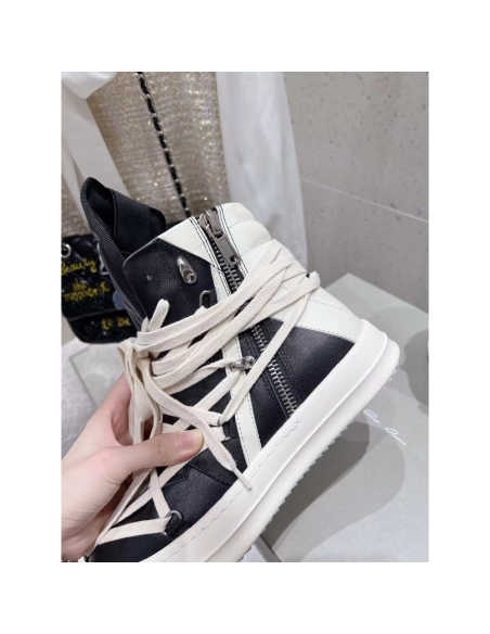 Rick Owens Geobasket Black Chalk White,RICK OWENS