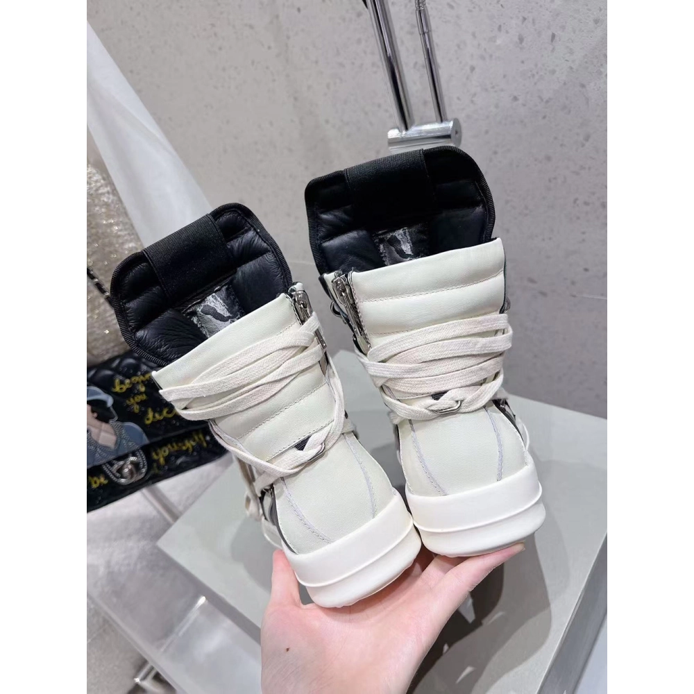 Rick Owens Geobasket Black Chalk White,RICK OWENS