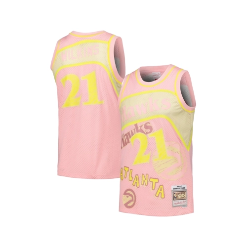 Mens Atlanta Hawks Dominique Wilkins Pink 1986 87 Swingman Sidewalk Sketch Jersey,Atlanta Hawks,NBA,JERSEY with free shipping