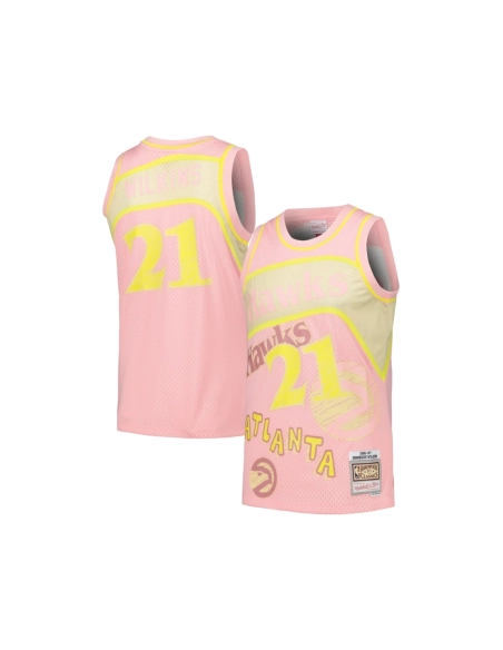Mens Atlanta Hawks Dominique Wilkins Pink 1986 87 Swingman Sidewalk Sketch Jersey,Atlanta Hawks,NBA,JERSEY with free shipping