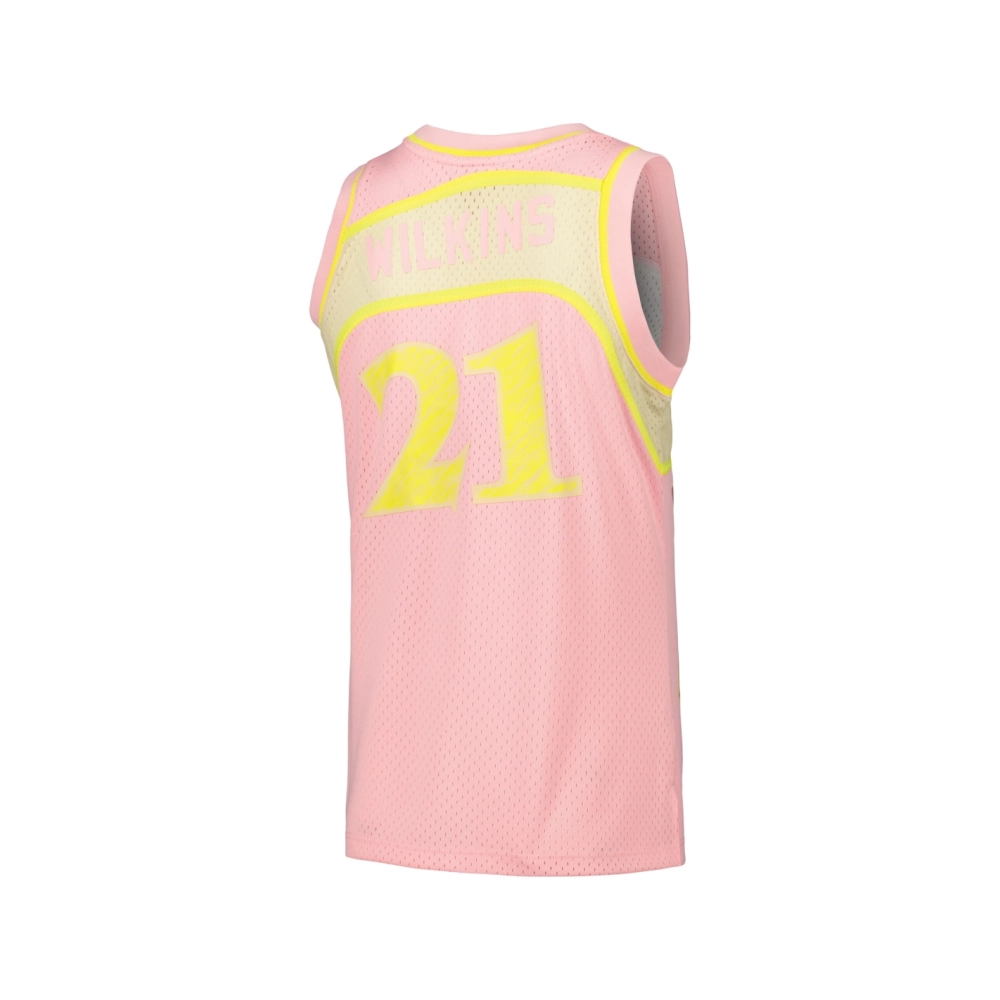 Mens Atlanta Hawks Dominique Wilkins Pink 1986 87 Swingman Sidewalk Sketch Jersey,Atlanta Hawks,NBA,JERSEY with free shipping