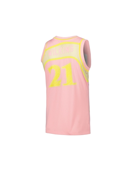 Mens Atlanta Hawks Dominique Wilkins Pink 1986 87 Swingman Sidewalk Sketch Jersey,Atlanta Hawks,NBA,JERSEY with free shipping