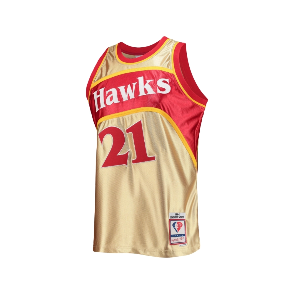Mens Atlanta Hawks Dominique Wilkins Gold 75th Anniversary 1986 87 Hardwood Classics Swingman Jersey,Atlanta Hawks,NBA,JERSEY wi