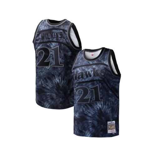 Mens Atlanta Hawks Dominique Wilkins Black Hardwood Classics 1986 87 Tie-Dye Swingman Jersey,Atlanta Hawks,NBA,JERSEY with free 