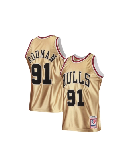 Mens Chicago Bulls Dennis Rodman Gold 75th Anniversary 1997 98 Hardwood Classics Swingman Jersey,Chicago Bulls,NBA,JERSEY with f