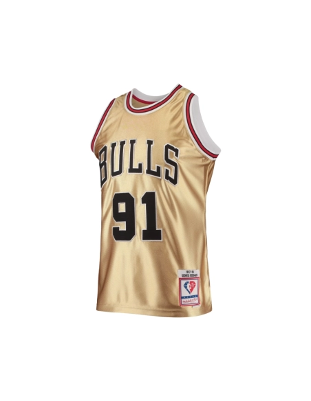 Mens Chicago Bulls Dennis Rodman Gold 75th Anniversary 1997 98 Hardwood Classics Swingman Jersey,Chicago Bulls,NBA,JERSEY with f