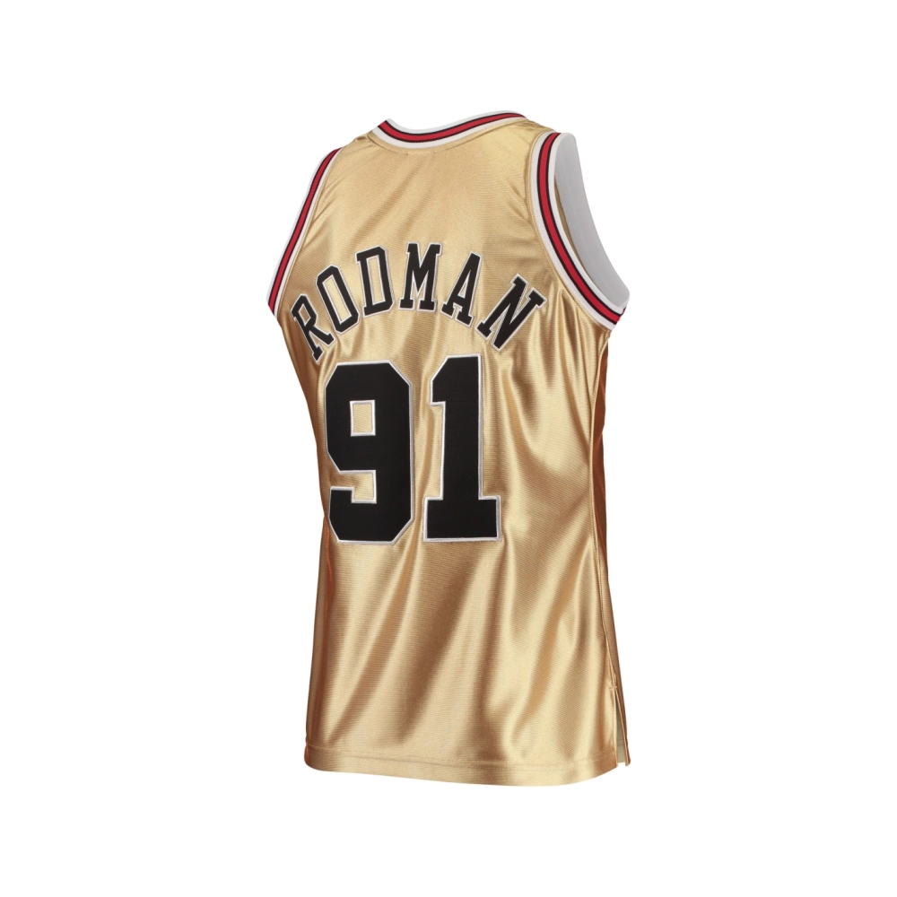 Mens Chicago Bulls Dennis Rodman Gold 75th Anniversary 1997 98 Hardwood Classics Swingman Jersey,Chicago Bulls,NBA,JERSEY with f