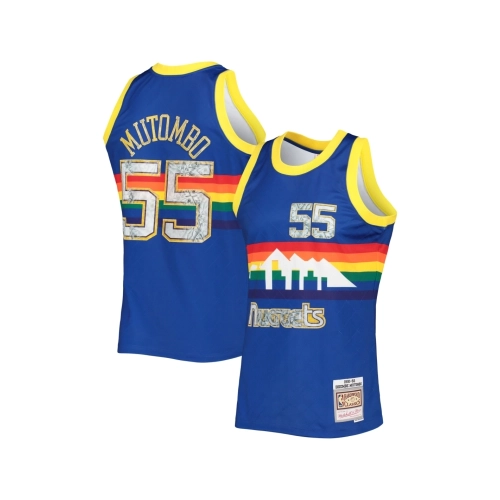 Mens Denver Nuggets Dikembe Mutombo Royal 1996 97 Hardwood Classics NBA 75th Anniversary Diamond Swingman Jersey,Denver Nuggets,