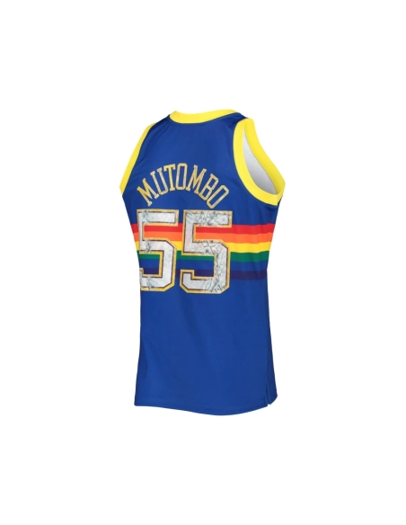 Mens Denver Nuggets Dikembe Mutombo Royal 1996 97 Hardwood Classics NBA 75th Anniversary Diamond Swingman Jersey,Denver Nuggets,