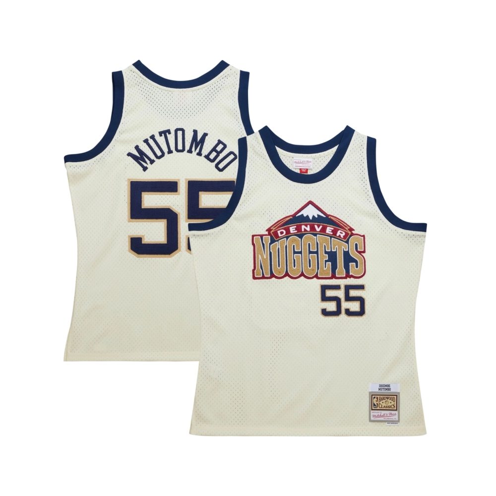 Mens Denver Nuggets Dikembe Mutombo Cream Chainstitch Swingman Jersey,Denver Nuggets,NBA,JERSEY with free shipping