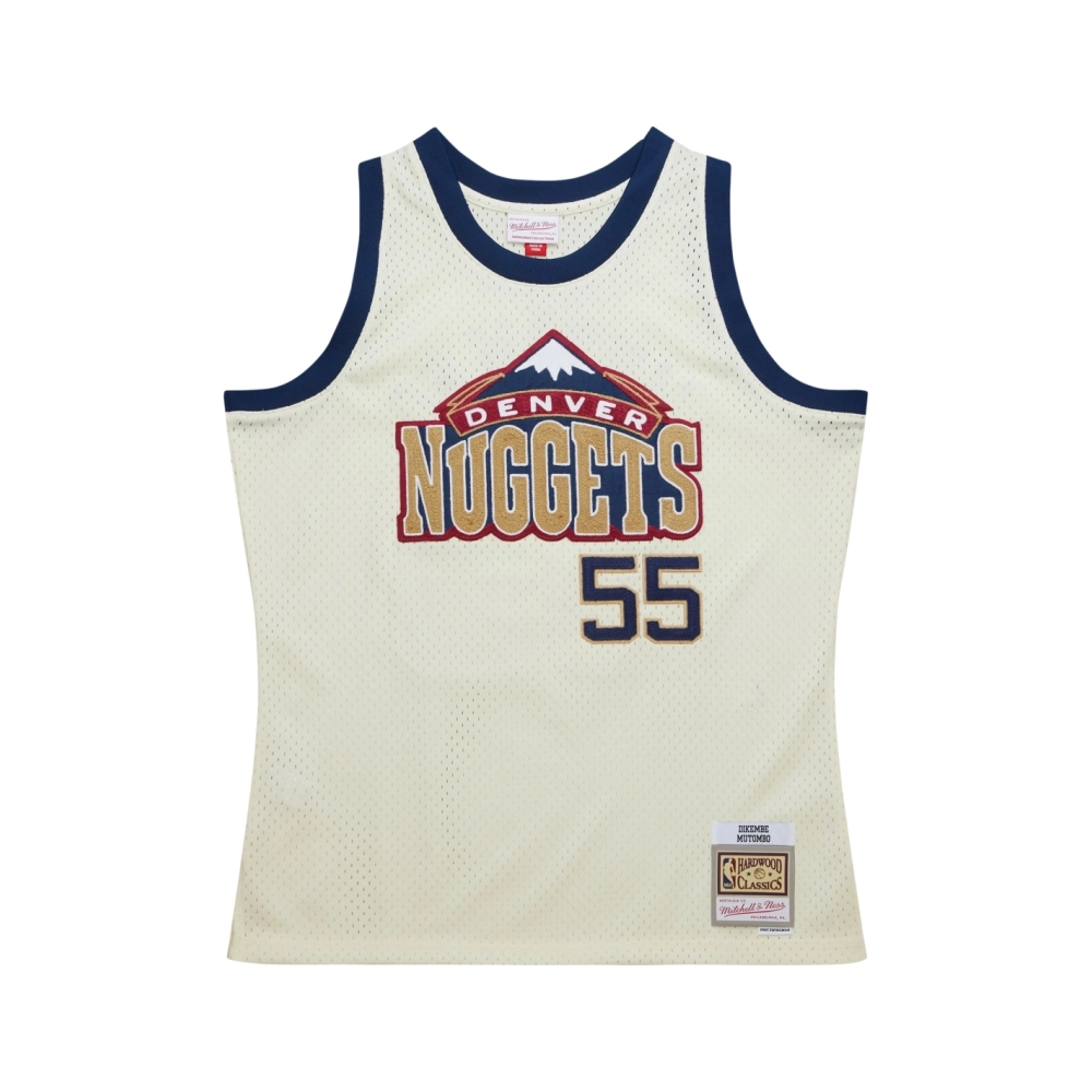 Mens Denver Nuggets Dikembe Mutombo Cream Chainstitch Swingman Jersey,Denver Nuggets,NBA,JERSEY with free shipping